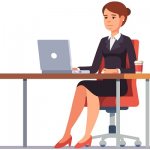 Женщина делопроизводитель работает